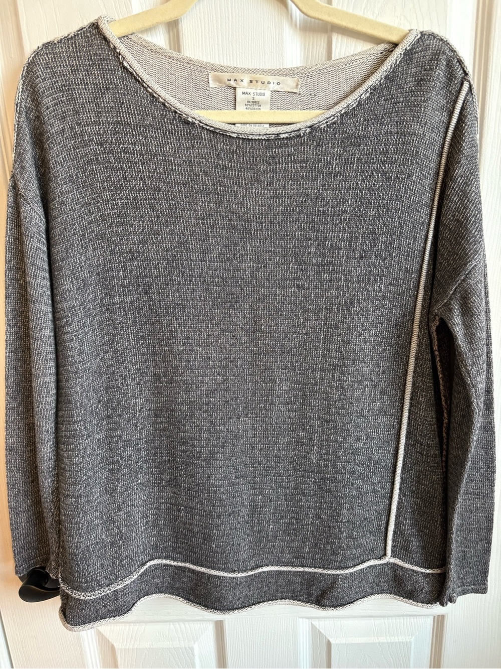 Max Studio Black & White Lightweight Wide-Neck Sweater, Size Small